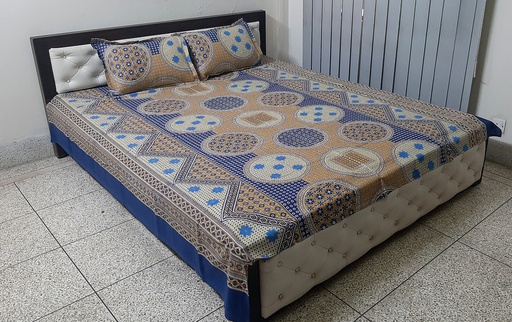 [Bed-35] Premium Quality 100% Cotton Stylish Design Bedsheet 3 Pis set